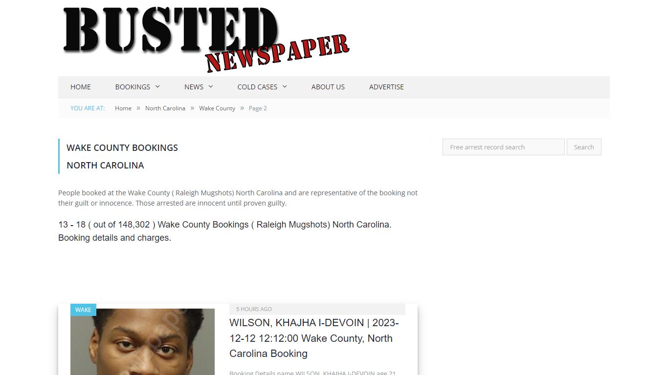 Wake County, NC ( Raleigh NC ) Mugshots - page 2 - BUSTED NEWSPAPER